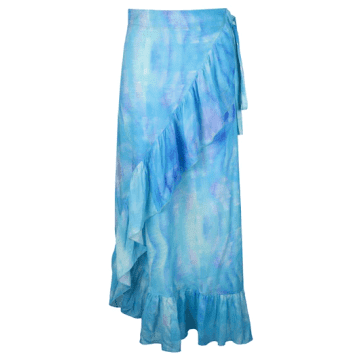 Sophia Alexia Turquoise Wave Wrap Skirt In Blue