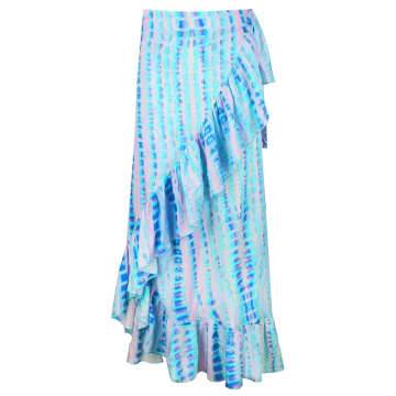 Sophia Alexia Caribbean Rain Wrap Skirt In Blue/pink/purple