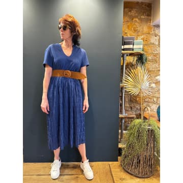 European Culture Mediterranean Blue Short Sleeve Dress