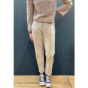 Iblues Oatmeal Giunco Striped Jersey Trousers