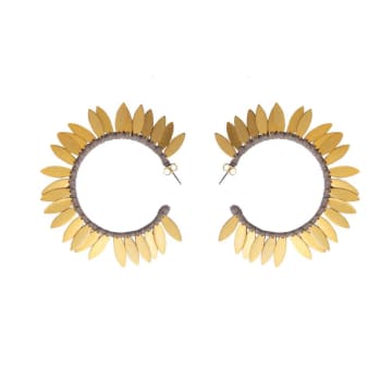 Fl Private Collection Gold Suede Wrap Leaf Hoop Earrings