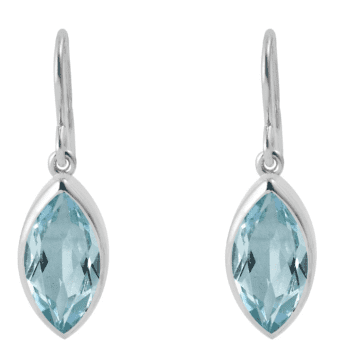 Pomegranate Blue Topaz Silver Marquise Earrings