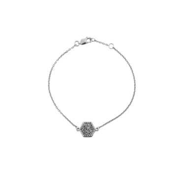 Pureshore Mosaic Bracelet In Silver With Black Diamonds In Metallic