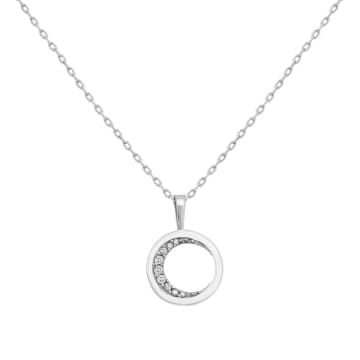 Pureshore Ola Necklace In Sterling Silver With White Diamonds In Metallic
