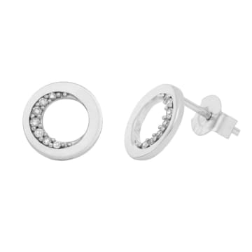 Pureshore Ola Earrings In Sterling Silver With White Diamonds In Metallic