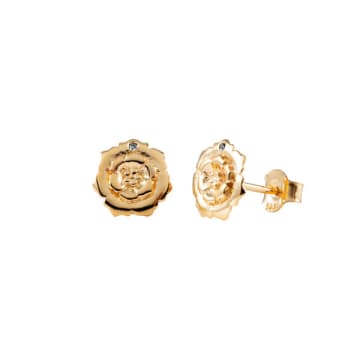 Pureshore Wildflower Earrings In 18kt Yellow Gold Vermeil With A White Diam