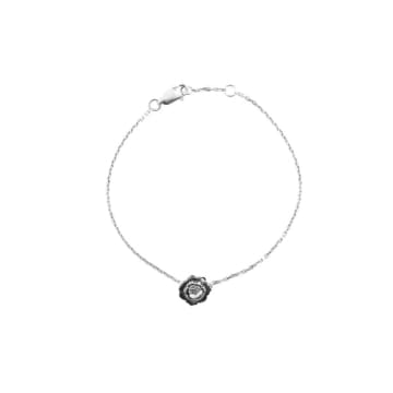 Pureshore Wildflower Bracelet In Sterling Silver With A White Diamond In Metallic