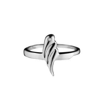 Pureshore Tulipa Ring In Sterling Silver With A White Diamond In Metallic