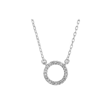 Pureshore Silver With White Diamonds Eos Halo Necklace In Metallic