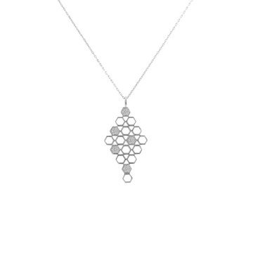 Pureshore Mosaic Necklace In Sterling Silver With White Diamonds In Metallic