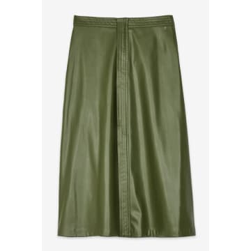 Ottod'ame Green Faux Leather Skirt