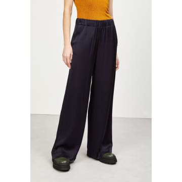 Ottod'ame Navy Viscose Palazzo Trousers In Blue