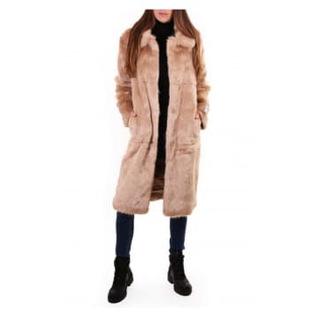 Rino And Pelle Dex Faux Sand Fur Coat In Brown