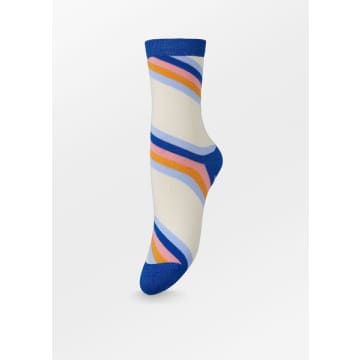 Becksondergaard Oblique Striped Socks In Blue