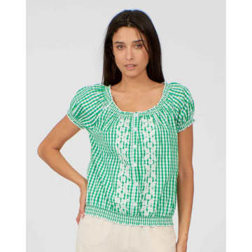 Lilac Rose Pretty Vacant Alison Top In Green Gingham Print