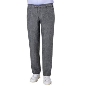 Hiltl - Tarent Slim Straight Linen Trousers In Dark Blue Grey
