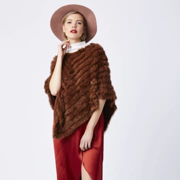 Jayley Coney Fur Poncho With Cashmere Lining | Chocolate