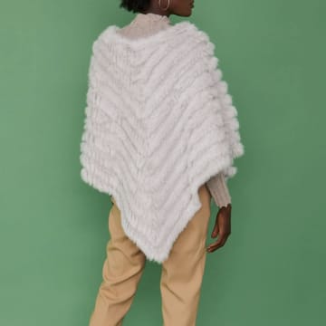 Jayley Coney Fur Poncho With Cashmere Lining | Light Grey