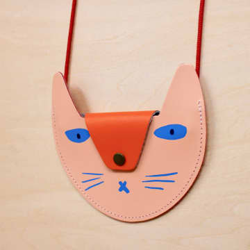 Ark Colour Design Pale Pink / Orange Cat Pocket Purse