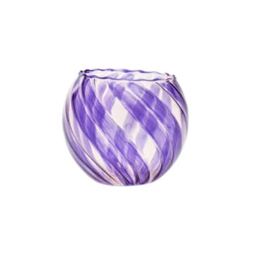 Anna + Nina Wave Glass Lavender Tea Light Holder In Purple