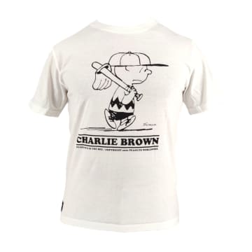 Shop In The Box T-shirt Charlie Brown Baseball Garment Dyed Uomo Panna