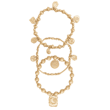 Bibi Bijoux Jewellery Bibi Bijoux Gold Molten Metal Ball Bracelet Set