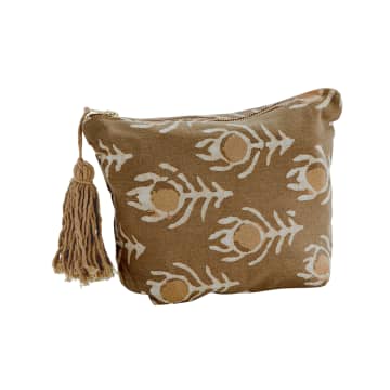 Madam Stoltz Printed Pocket With Pompon In Brown