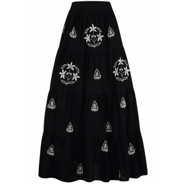 Dream Embroidered Maxi Skirt In Black