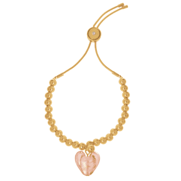 Bibi Bijoux Jewellery Bibi Bijoux Gold Rose Pink Murano Heart Ball Bracelet