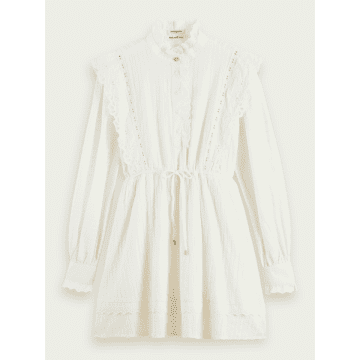 Scotch & Soda Broderie Anglaise Mini Organic Cotton Dress In White