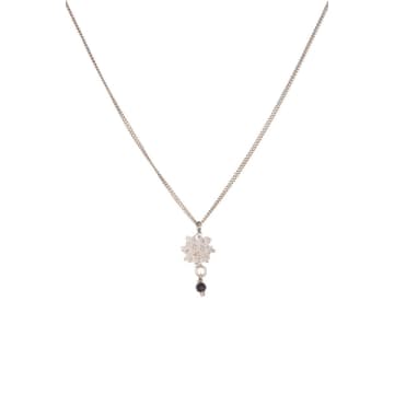 Amanda Coleman Sun Pendant Necklace With Bead In Silver In Metallic