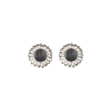 Amanda Coleman Sunflower Stud Earrings In Silver In Metallic
