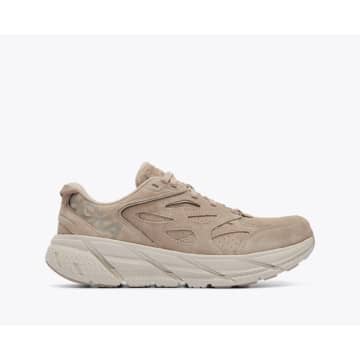 Hoka Clifton Shoe L Suede In Simply Taupe / Pumice Stone