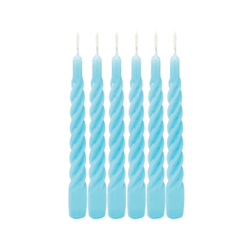 Anna + Nina Ocean Blue Twisted Candle Set Of 6