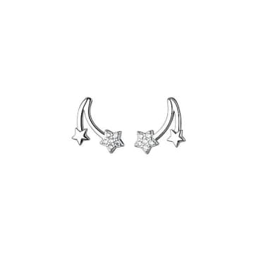 Curiouser Collection Sterling Silver Shooting Star Stud Earrings In Metallic