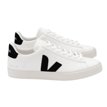 VEJA WHITE BLACK CAMPO CHROMEFREE LEATHER TRAINERS SNEAKERS