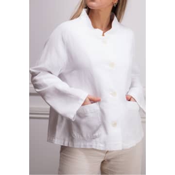 Shop Rosso35 Linen Jacket In White