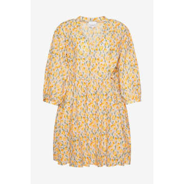 Noella Orange And Lavender Flower Mara Wrap Dress