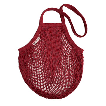Turtle Bags Organic Cotton Long Handled String Bag In Red