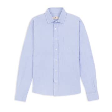Burrows And Hare Seersucker Shirt In Blue