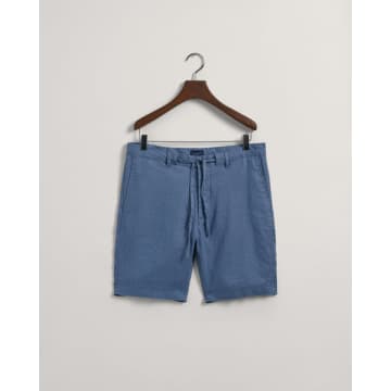 Gant - Relaxed Fit Linen Drawstring Shorts In Salty Sea Blue