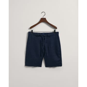 Gant Relaxed Fit Linen Drawstring Shorts In Marine Dark Blue ModeSens