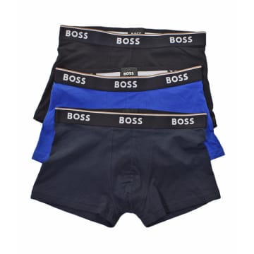 Hugo Boss Power Cotton Blend Boxer Briefs, Pack Of 3 In Open Blue