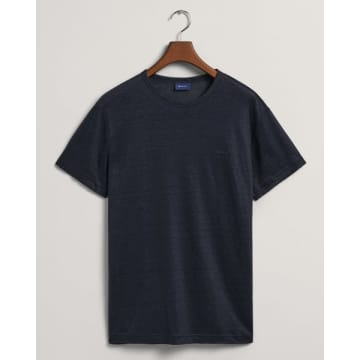 Gant - Linen T-shirt In Dark Evening Blue