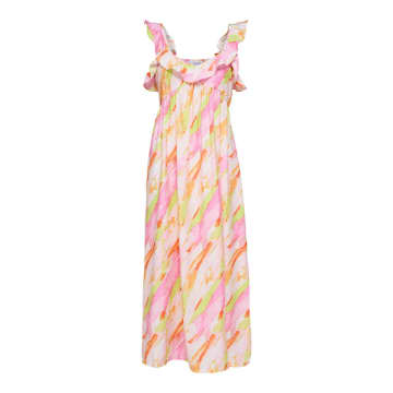 Selected Femme Printed Pink Dress With Ruffle Top