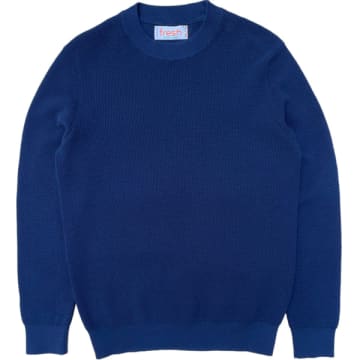 Fresh Crepe Cotton Crewneck Sweater In Navy In Blue