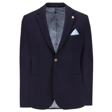 Guide London Textured Jersey Blazer In Blue