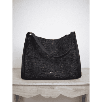 Abro Shopper Bag 24h Small Raffia Black