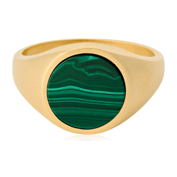Pernille Corydon Malachite And Gold Forest Signet Ring