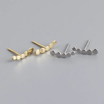 Curiouser Collection Five Dot Climber Earrings In Sterling Silver In Metallic